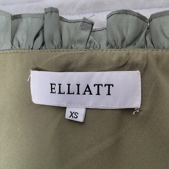 Elliatt XS Sage Green Ruffle Tiered Maxi Dress Asymmetrical Hem Boho Formal - Picture 8 of 11